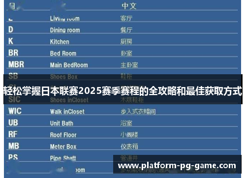 轻松掌握日本联赛2025赛季赛程的全攻略和最佳获取方式